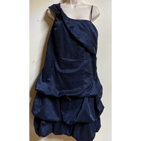 Torrid One Shoulder Balloon Dress Women's 24W Navy Leopard Print Tea Length - Picture 1 of 9